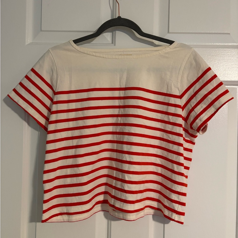 Madewell Cream and Red Striped Top